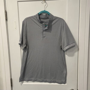 Sligo Large Polyester Mens Golf Polo Shirt Gray Striped